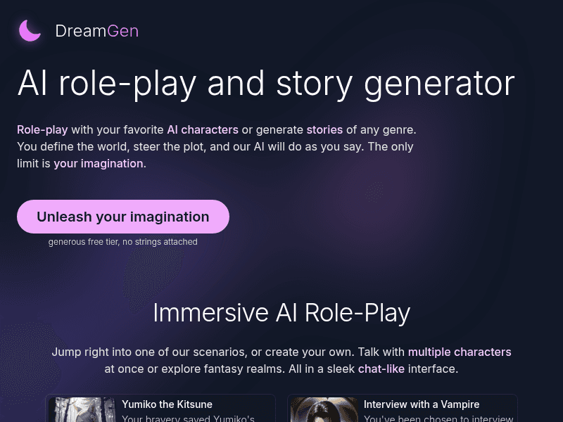 DreamGen AI Story writing