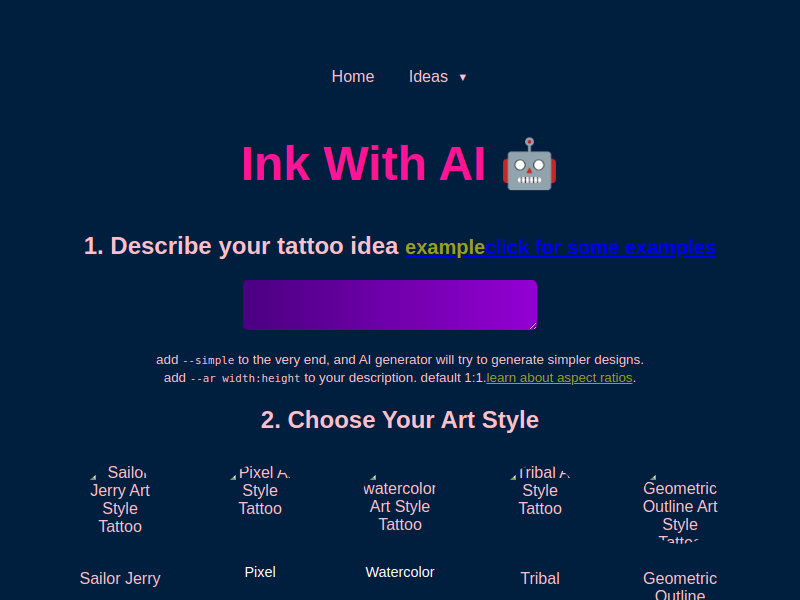 Ink With AI - tattoo designer