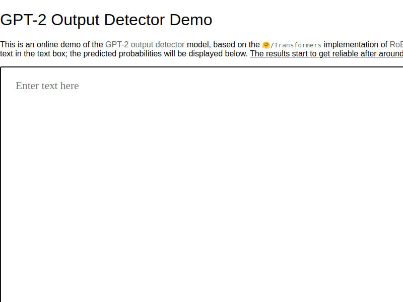 GPT-2 Output Detector