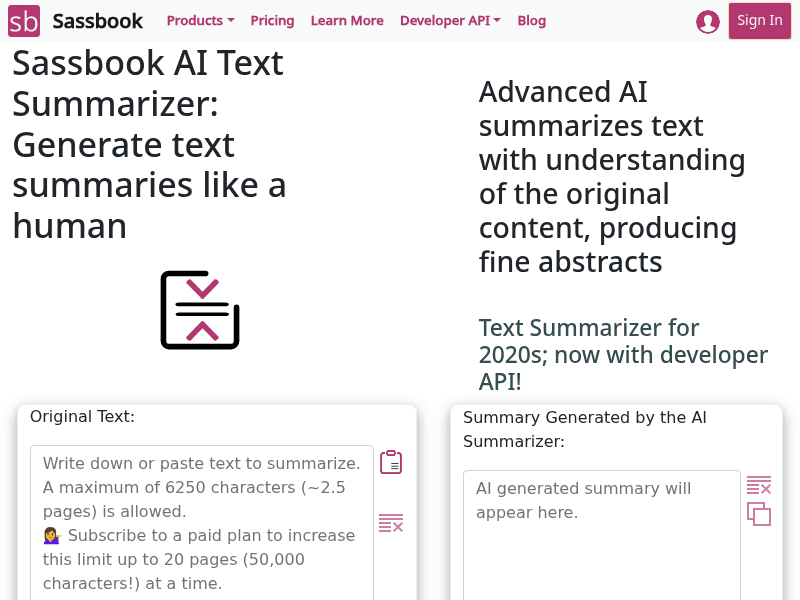 Sassbook AI Summarizer