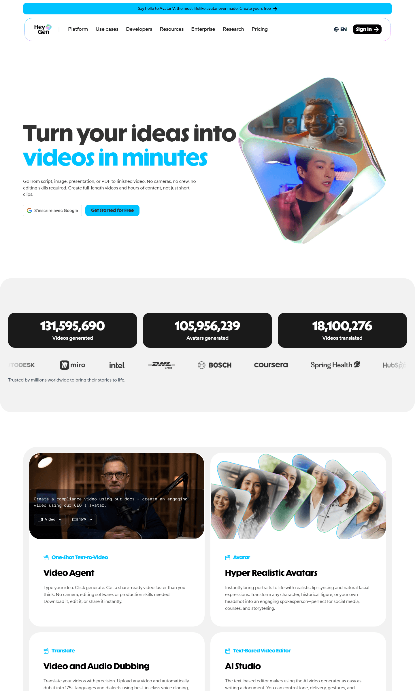 HeyGen homepage screenshot (EN)