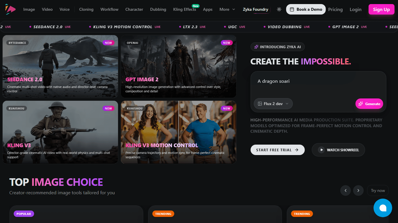 Zyka AI homepage screenshot