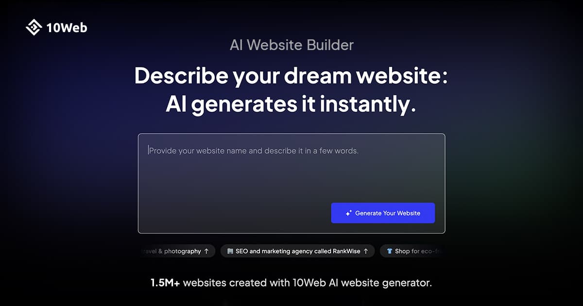10Web agentic AI website builder platform
