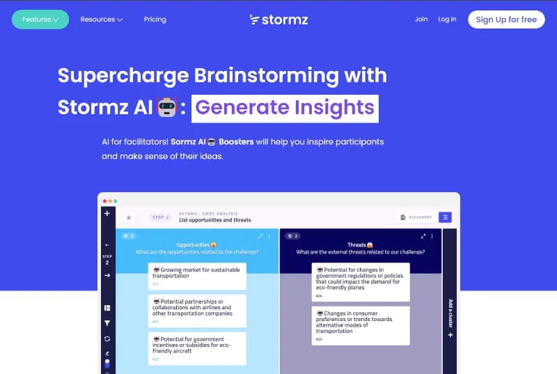 Stormz AI brainstorming boosters preview