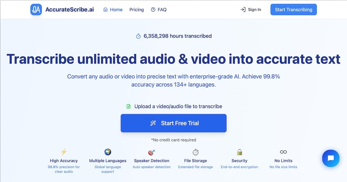 AccurateScribe.ai transcription preview