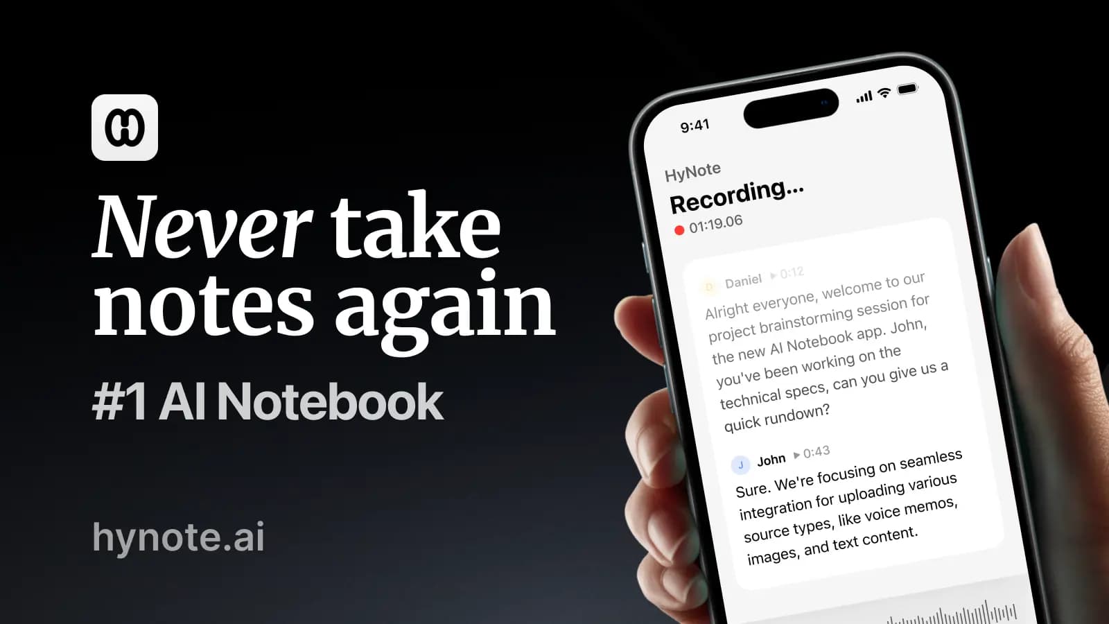HyNote AI note taker product preview