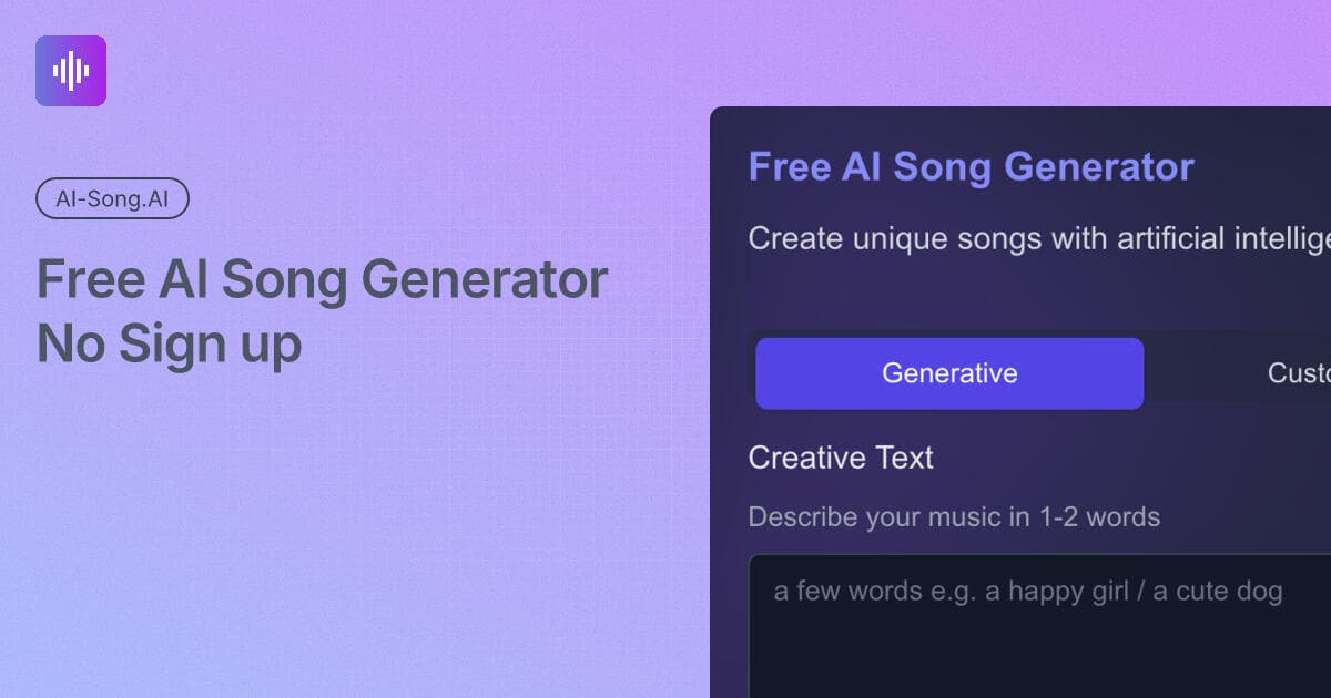 Free AI Song Generator official music generation preview