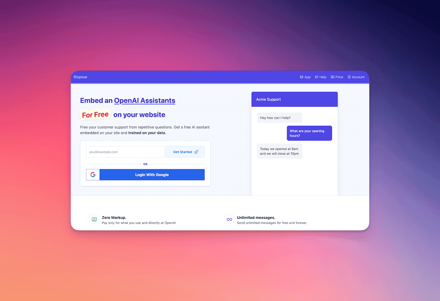 Rispose embeddable AI agents