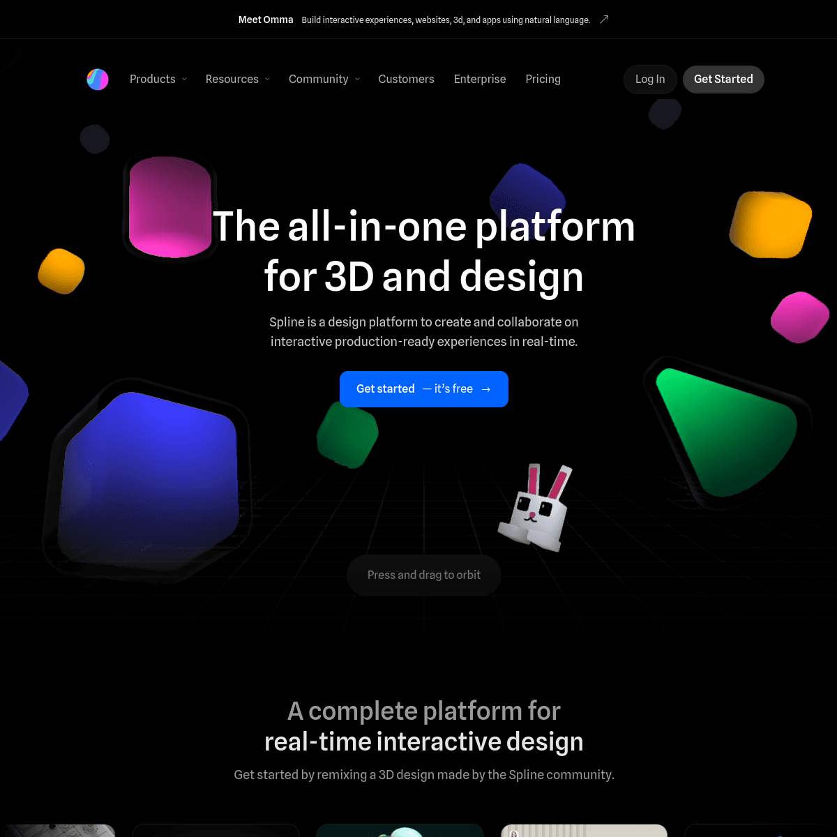 Spline homepage screenshot