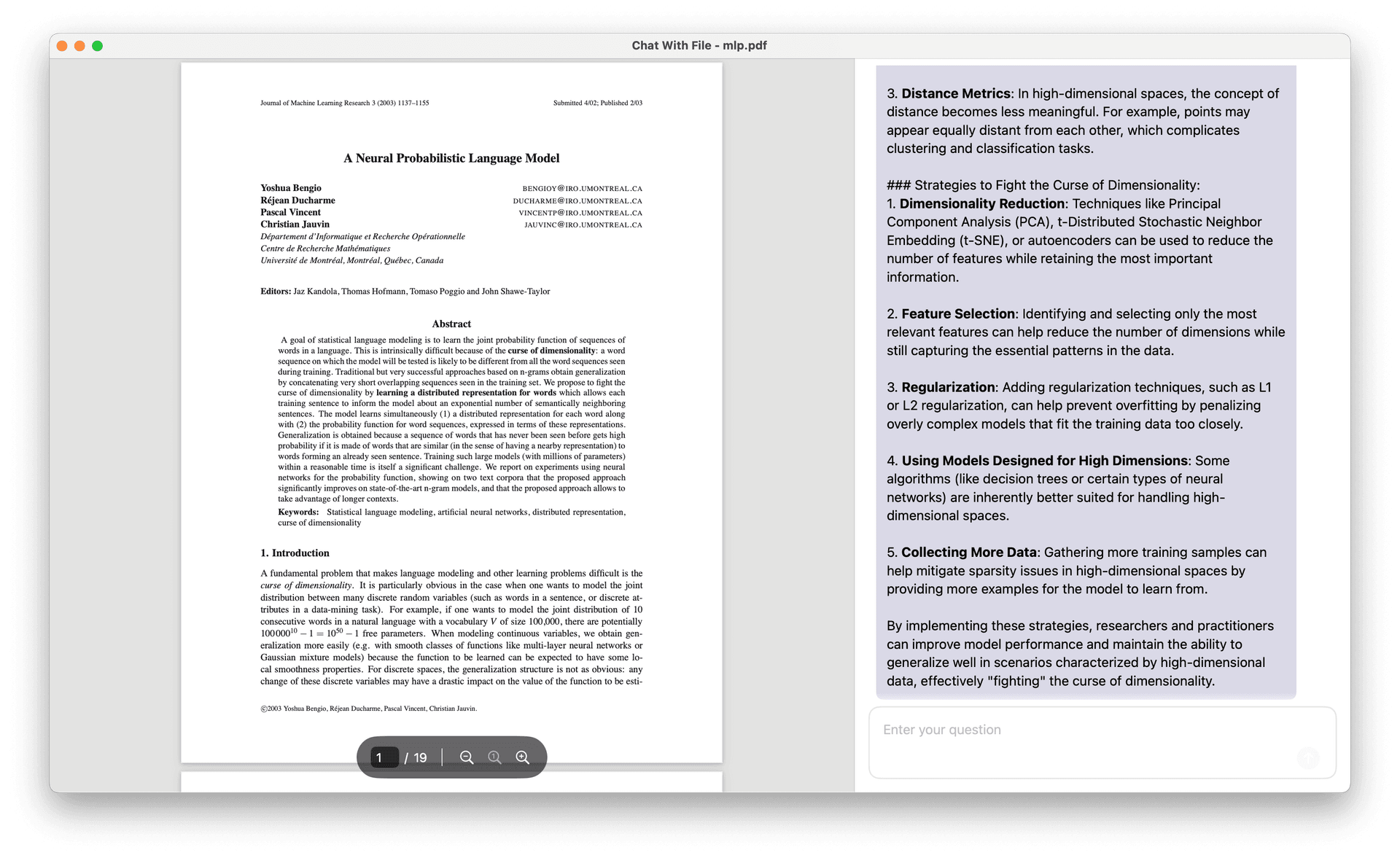 AI Finder chat with PDF preview