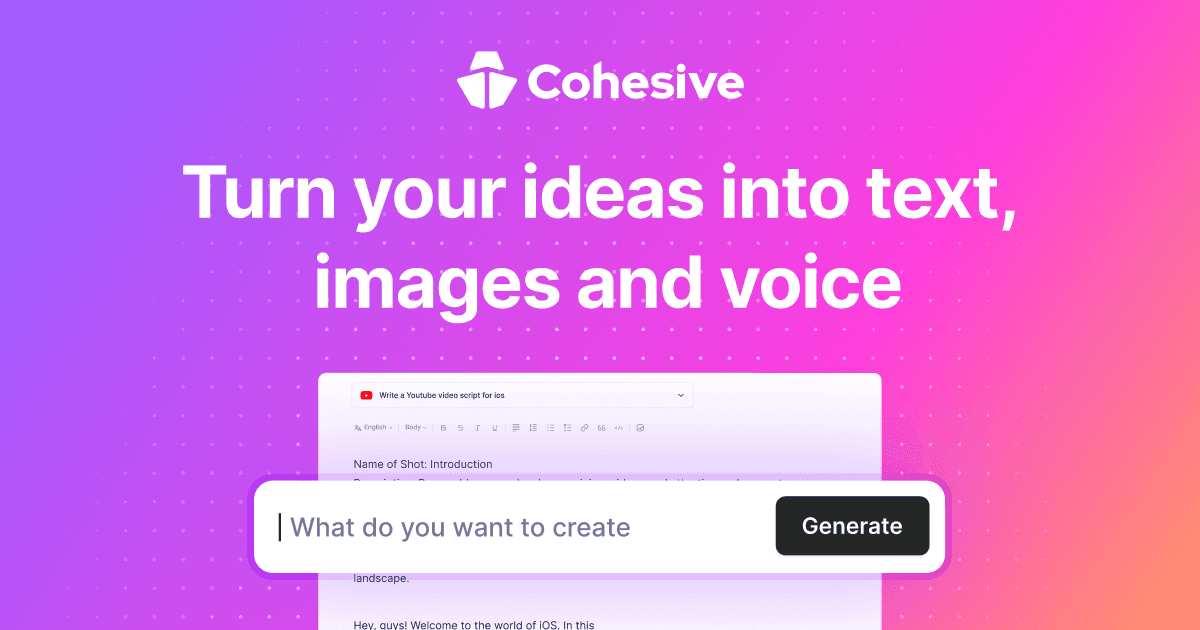 Cohesive AI content creation preview