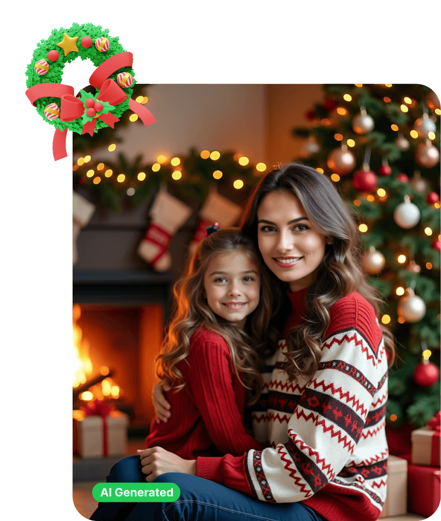 AI Christmas Photo family portrait example